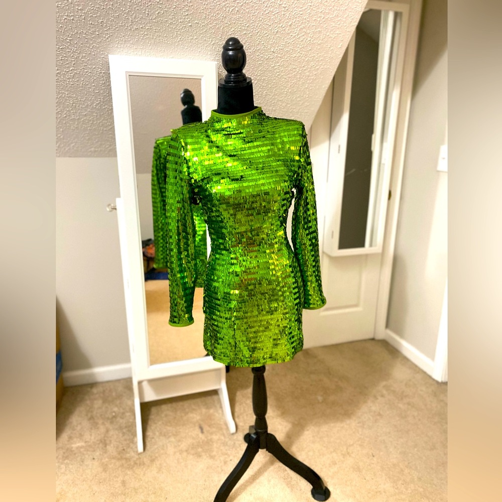 Beautiful sequin emerald green micro mini
